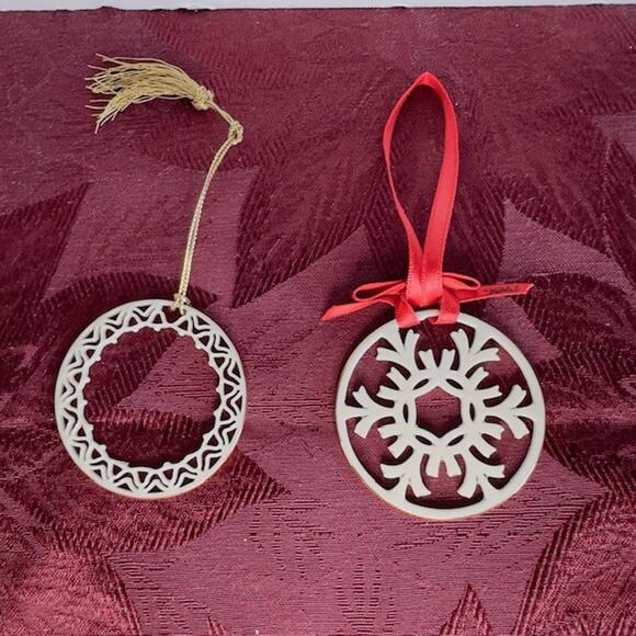 Lenox Porcelain Snowflake Ornament Silver Frost & Lenox Round Ornament Christmas - Picture 6 of 7